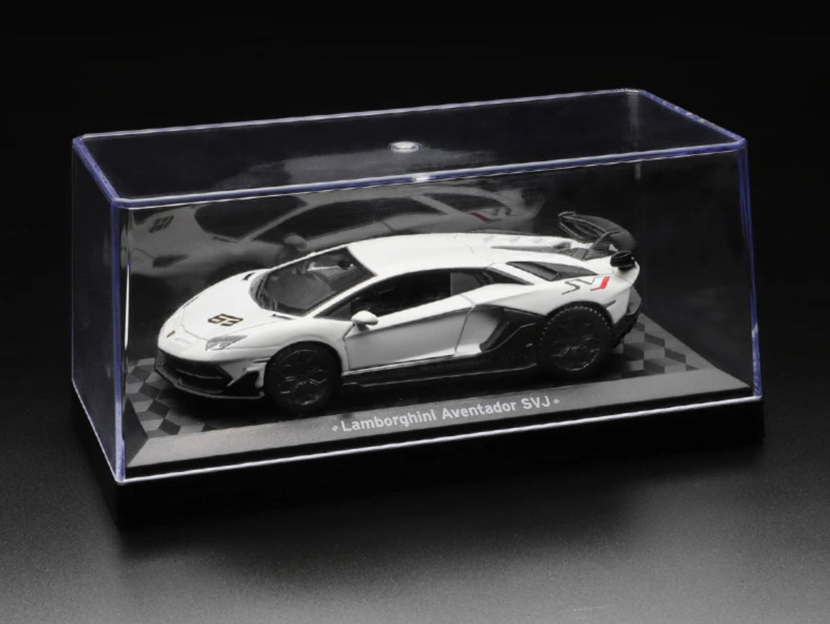 1:43 Lamborghini Aventador SVJ 63 Diecast Car Model (Black/White)